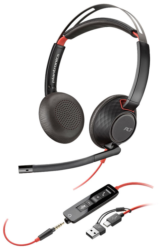 Blackwire 5220 USB-C Headset w/USB-C to USB-A Adapter